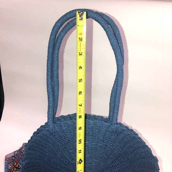 French Connection 15” blue natural fiber bag - WOW - Picture 10 of 11